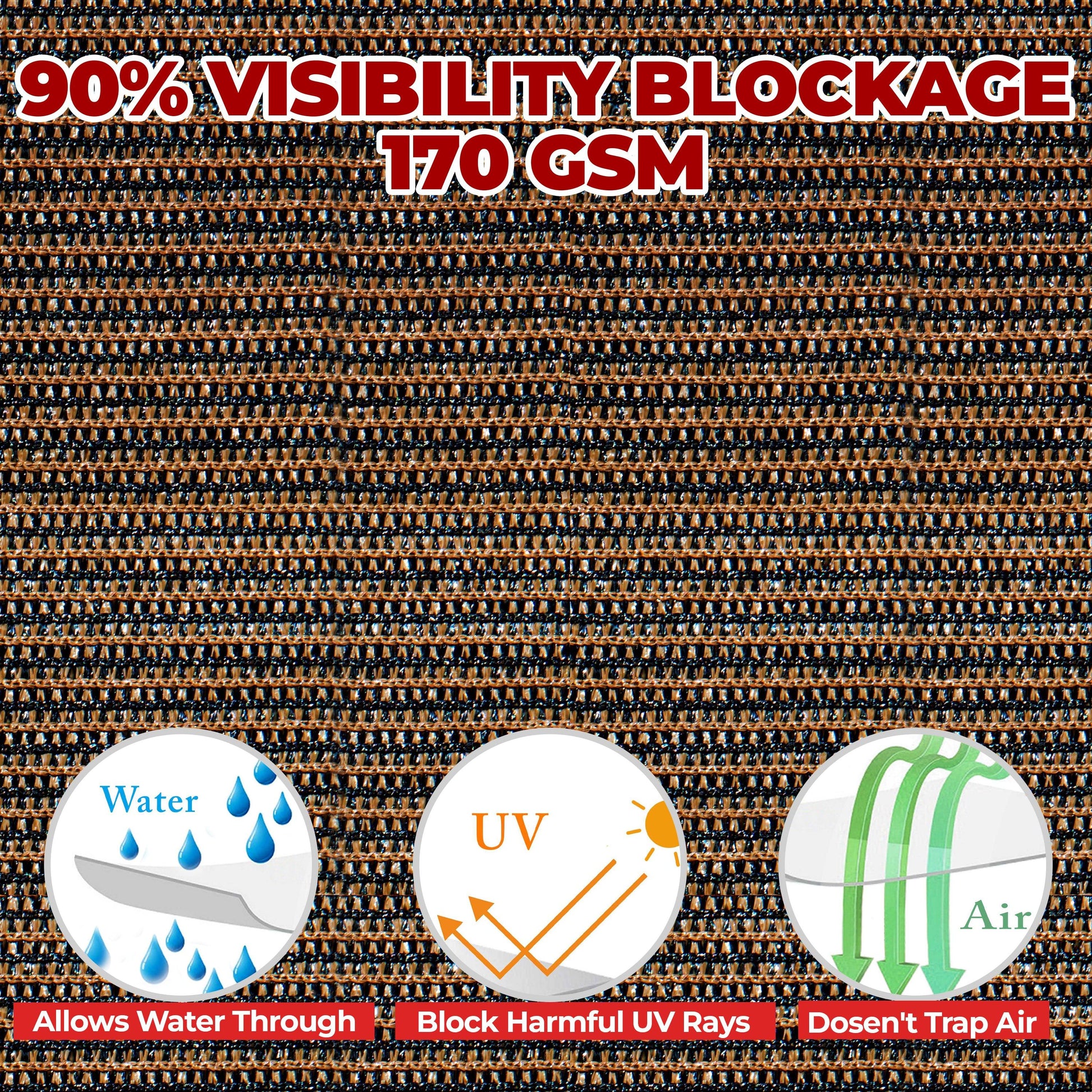 A green shade cloth that blocks 90% of visible light and 99% of UV rays, perfect for patios, decks, or poolside.