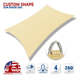 Custom Shape and Size Sun Shade Sail with Wire Ring- Pro Ring
