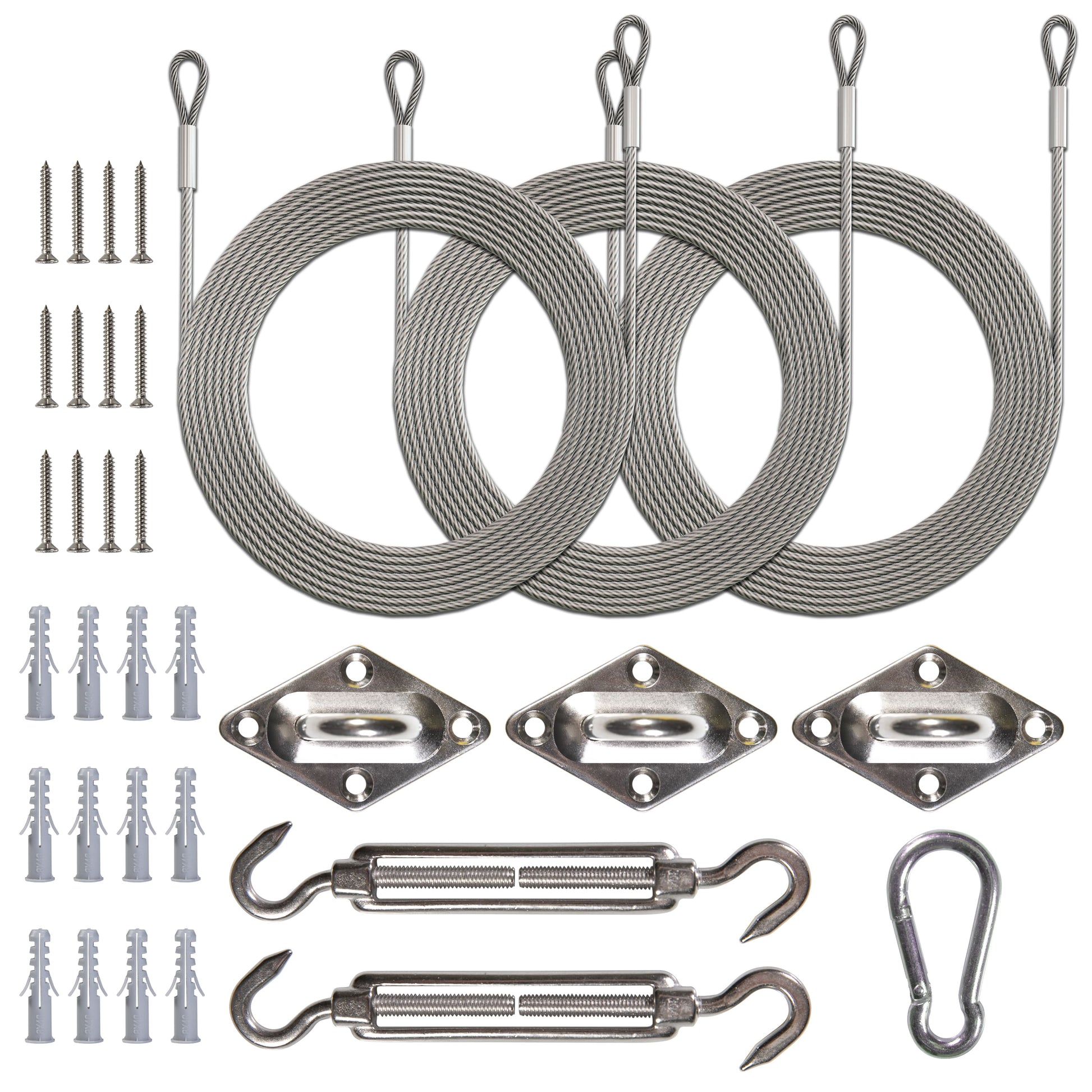 Triangle Sun Shade Sail Installation Kit with Wired Rope - 6"