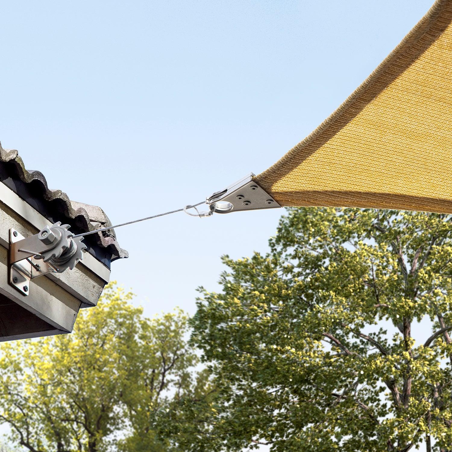 Beige AMGO super ring sun shade sails Super ring attached to the wall