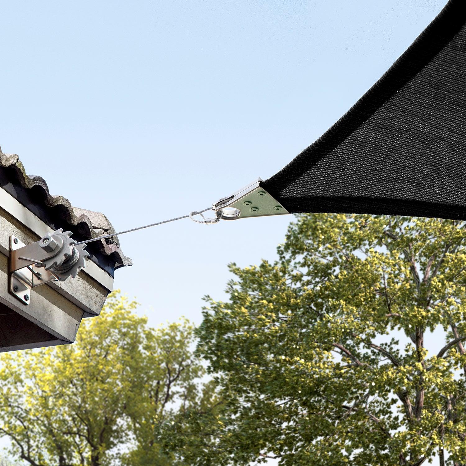 black AMGO super ring sun shade sails Super ring attached to the wall