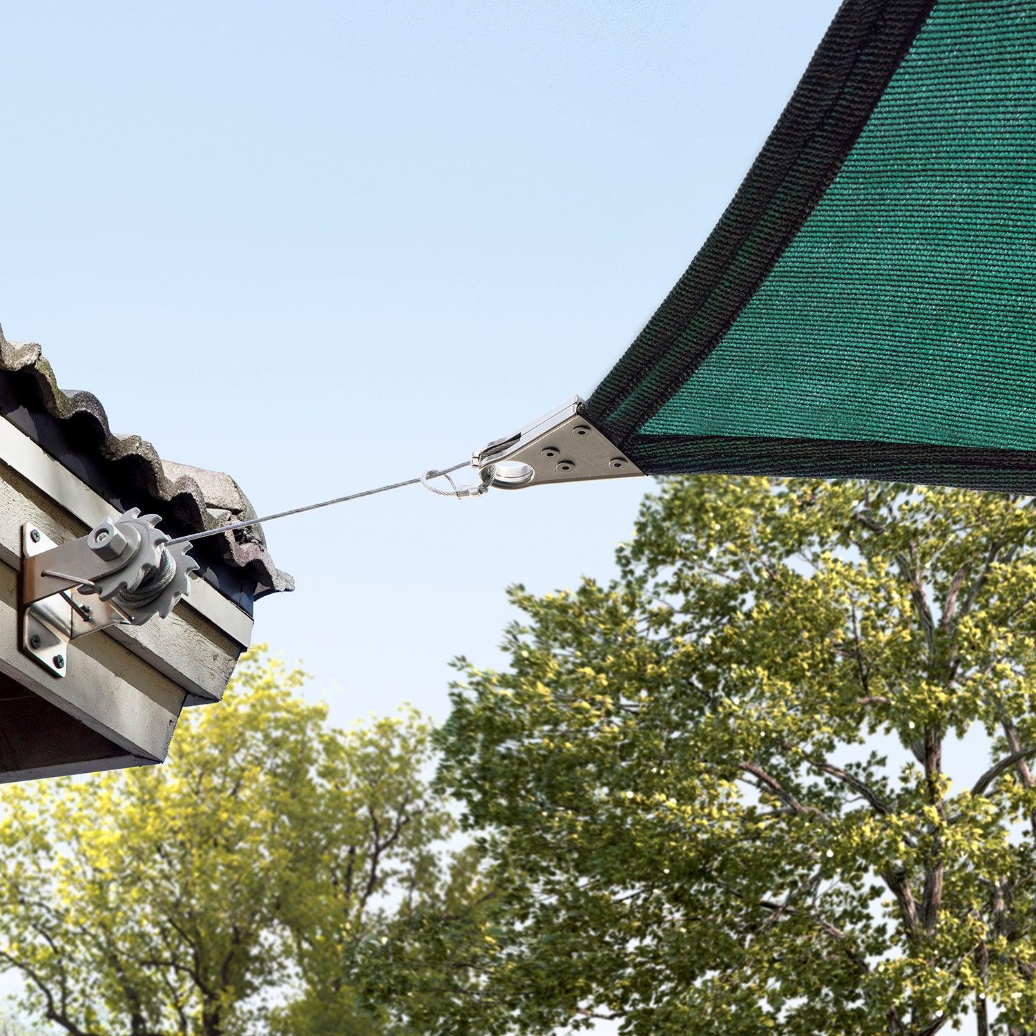 green AMGO super ring sun shade sails Super ring attached to the wall