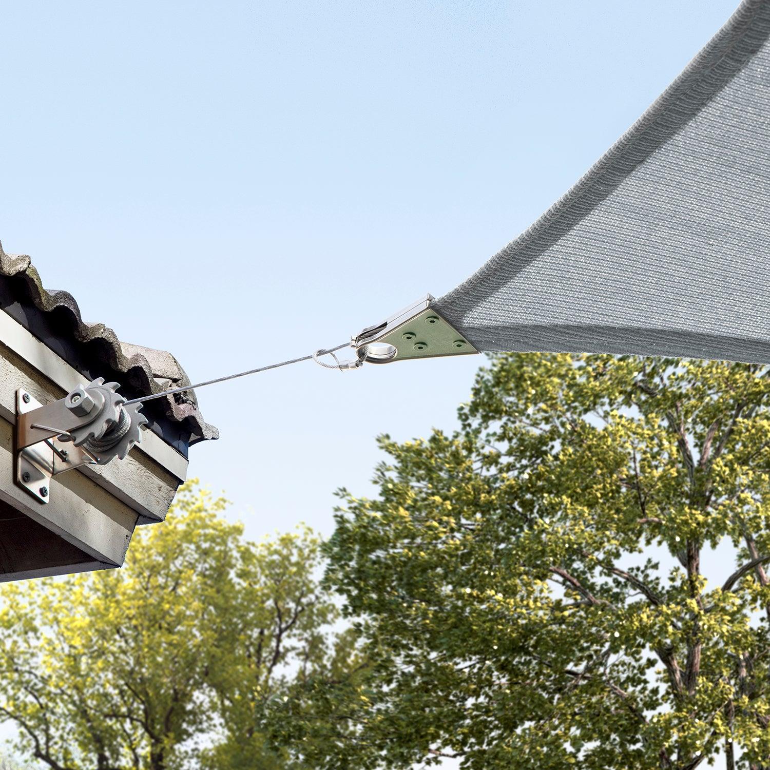 Grey AMGO super ring sun shade sails Super ring attached to the wall