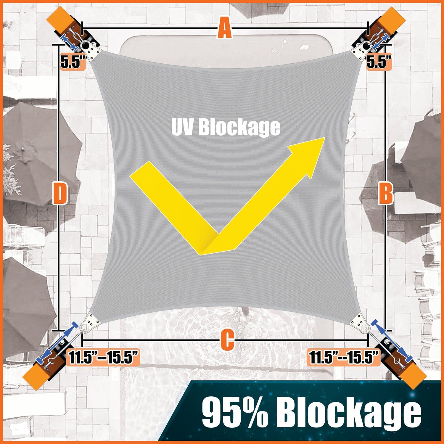 Rectangle Grey 95% UV Blockage Shade Sails