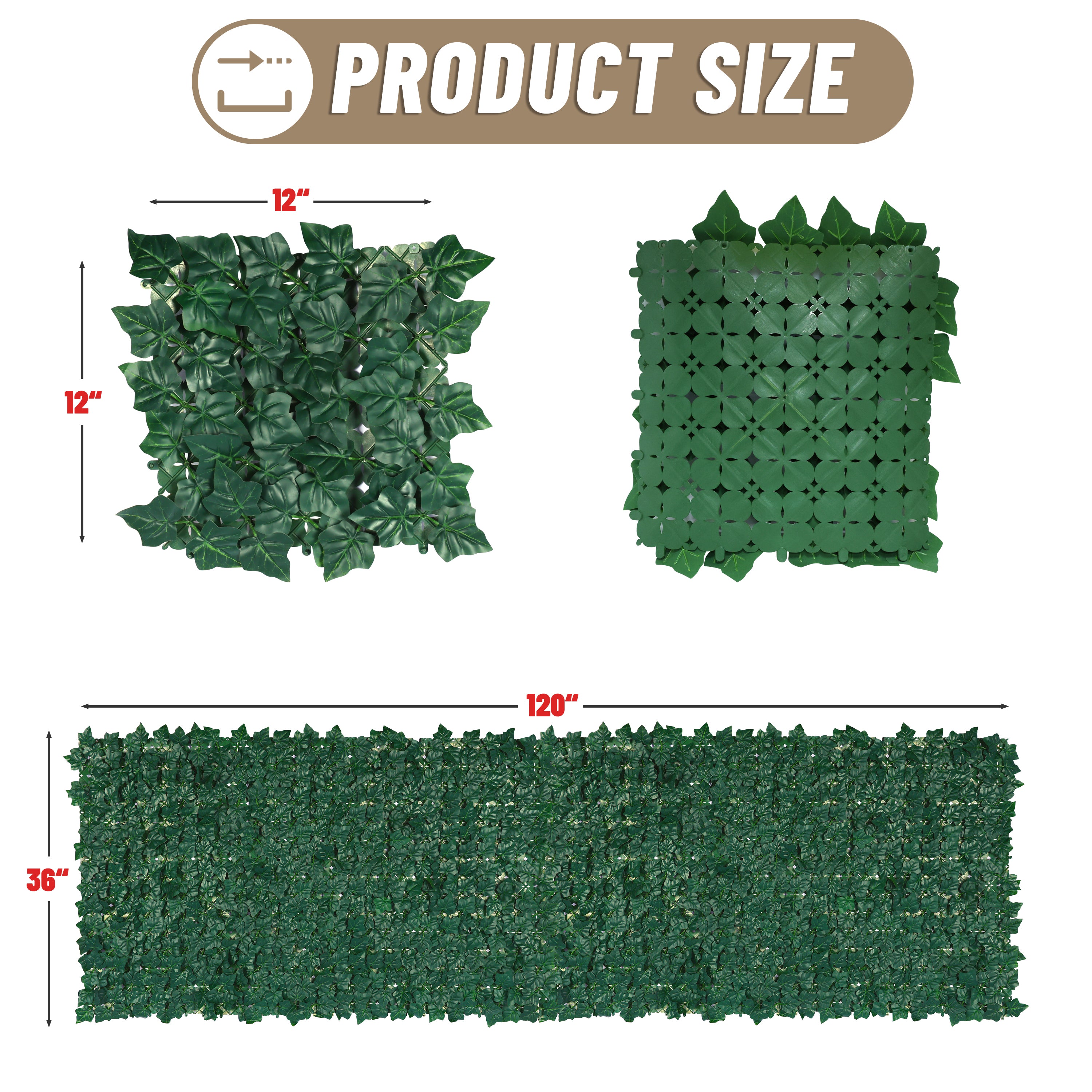 4' Ivy Privacy Fence Artificial Green Wall Screen Greenery Ivy Fence