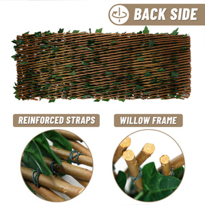 Expandable Faux Artificial Ivy Trellis Privacy Fence Screen - Single / Double Sided Leaves