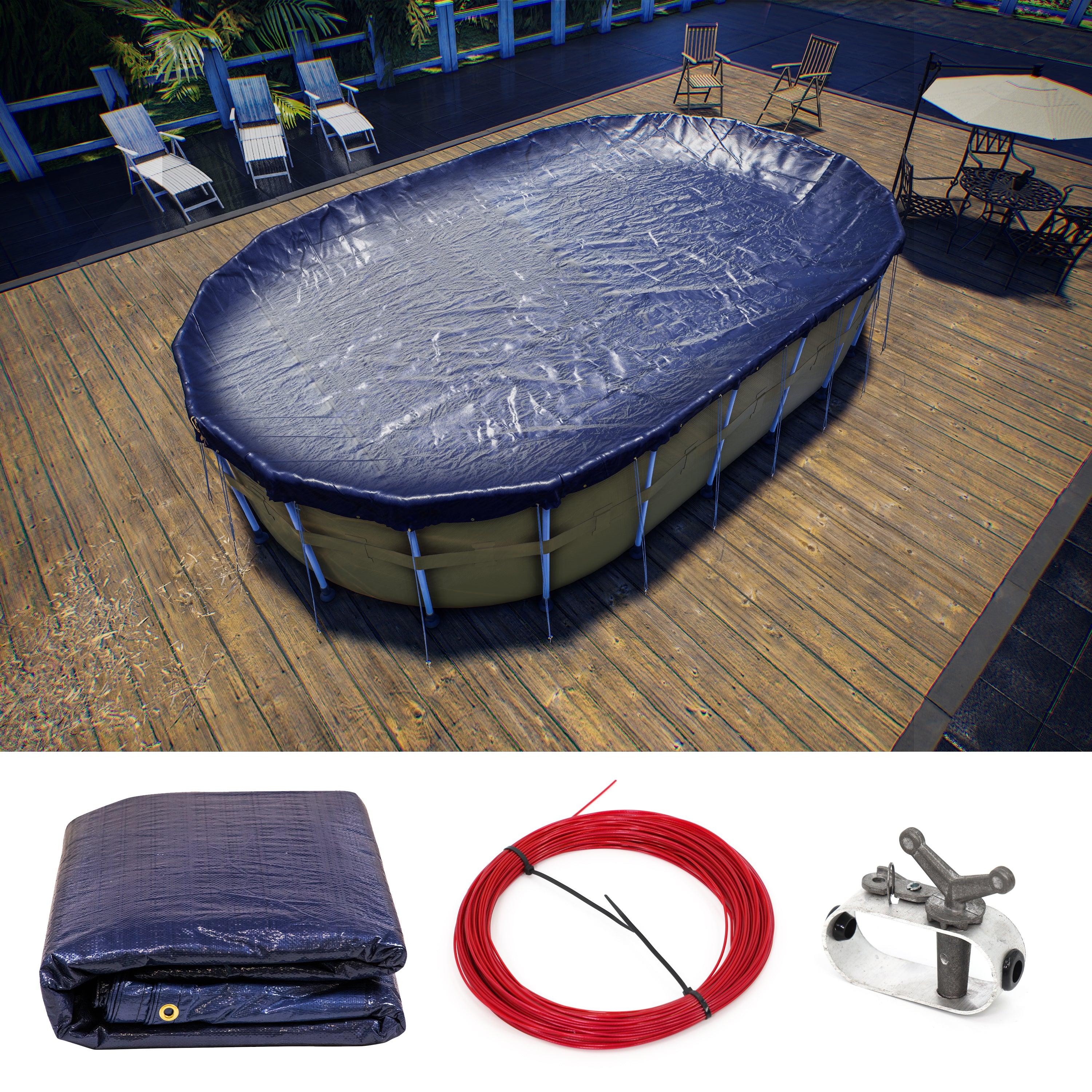 Oval Premium Blue Winter Swimming Pool Cover Tarp UV Resistant