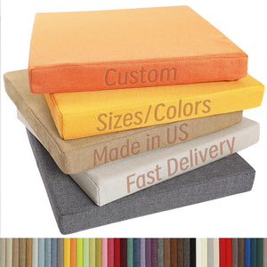 AMGO_s_colorful_cushions_are_stacked_together_with_custom_sizescolors_made_in_US_fast_delivery_printed_on_the_side.
