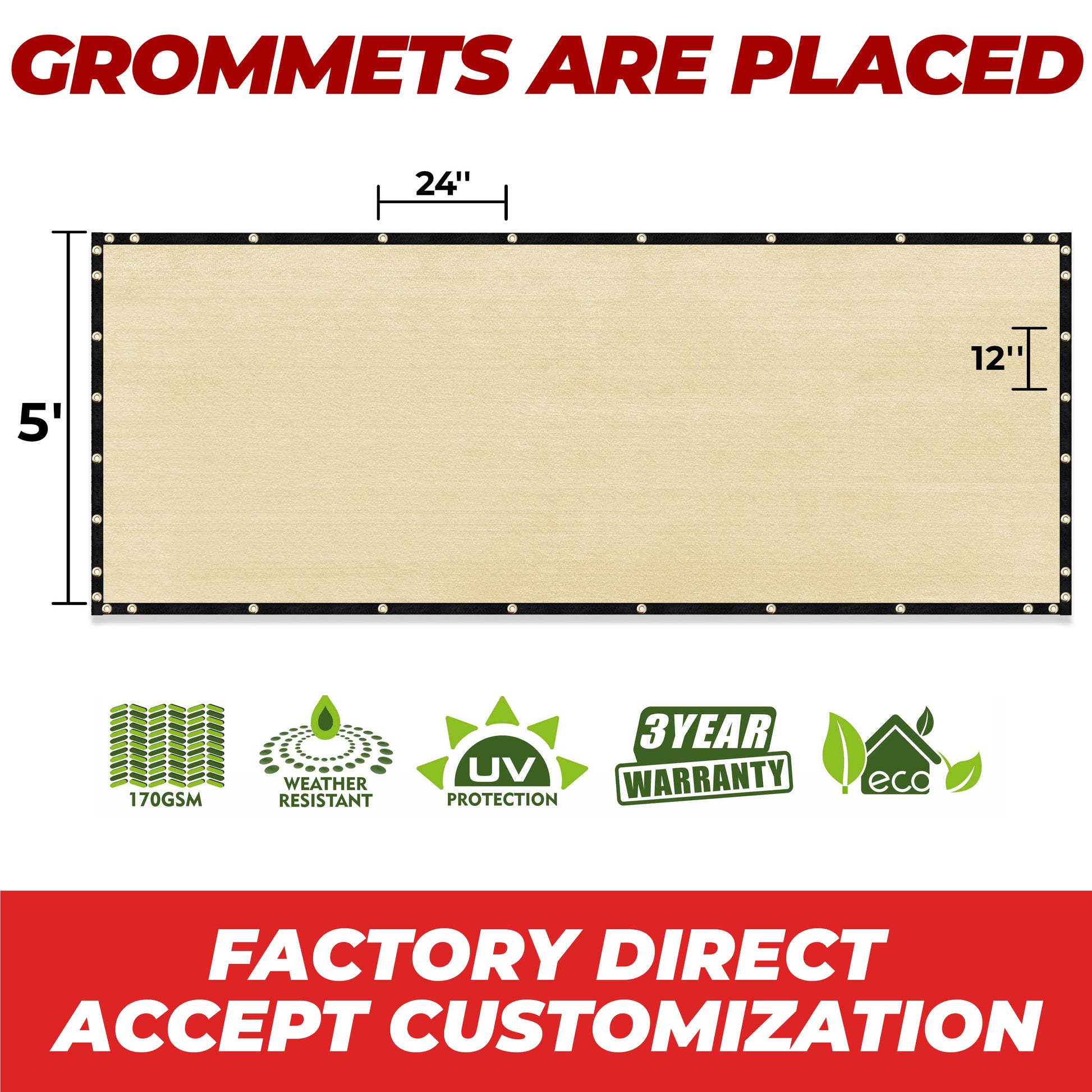 Amgo Privacy Screen for Fence 5' beige