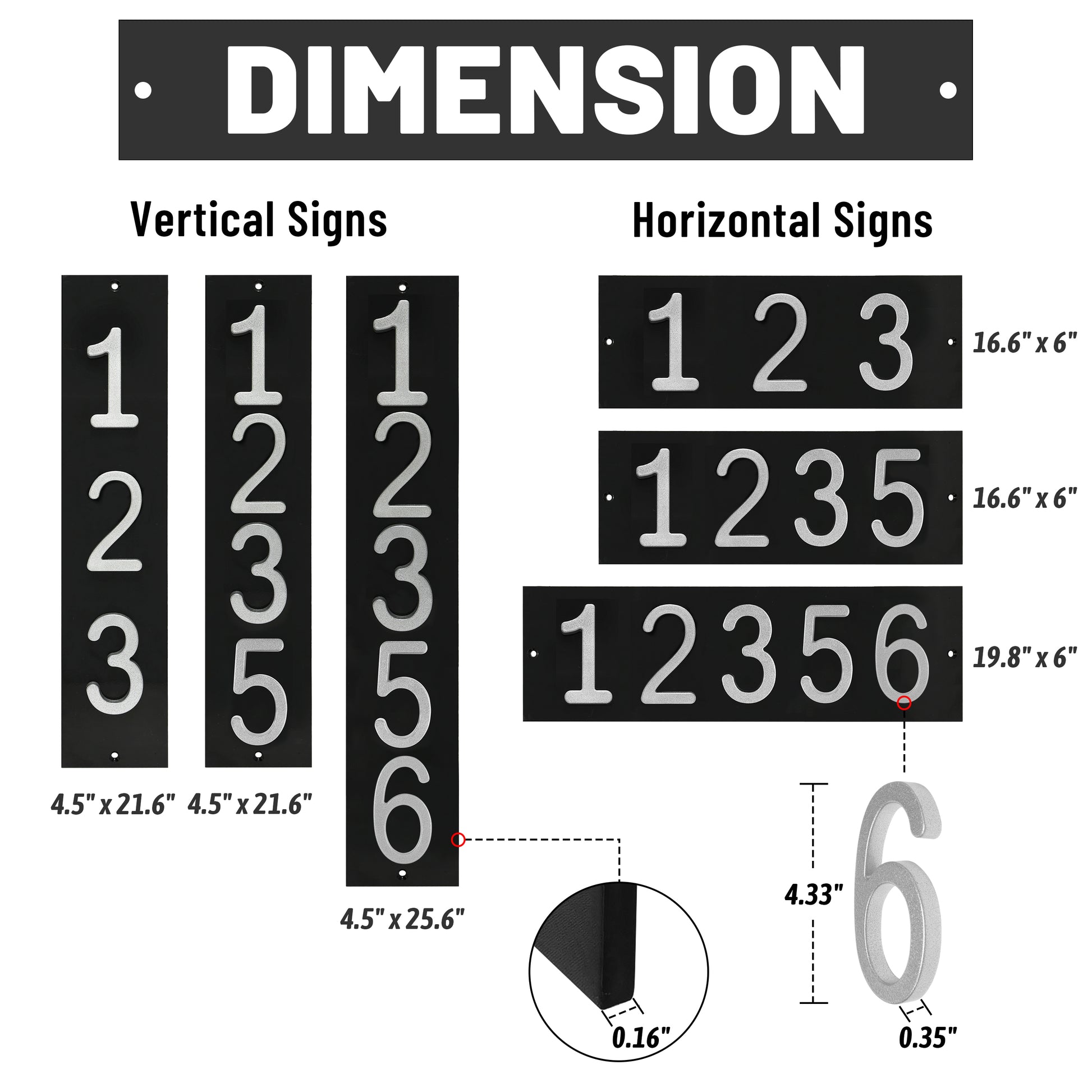 Amgo number plaque dimension