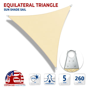 Custom Equilateral Triangle Steel Cable Sun Shade Sail - Super Ring
