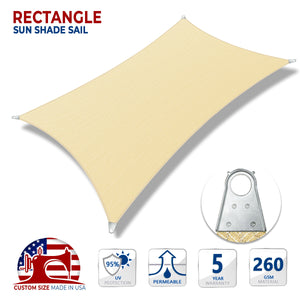 Custom Rectangle Steel Cable Sun Shade Sail - Super Ring