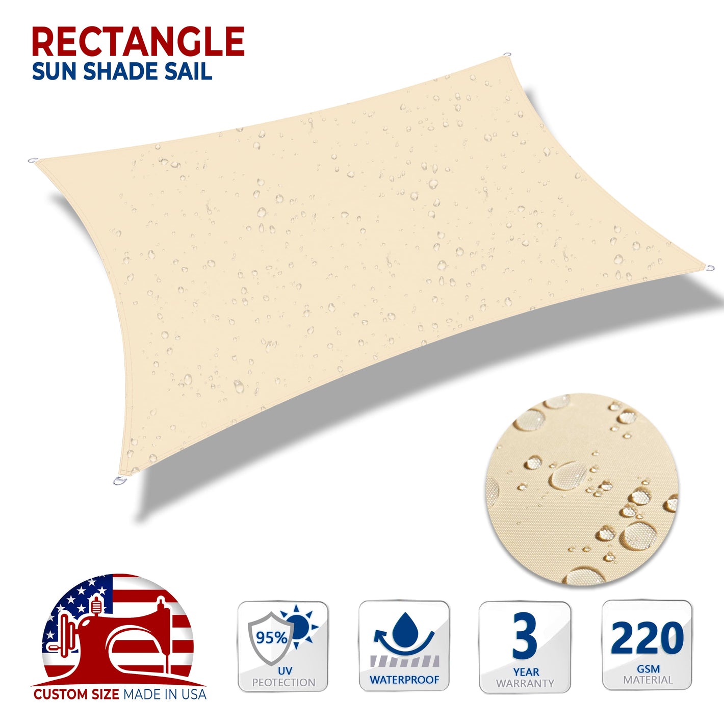 Custom Rectangle Waterproof Sun Shade Sail