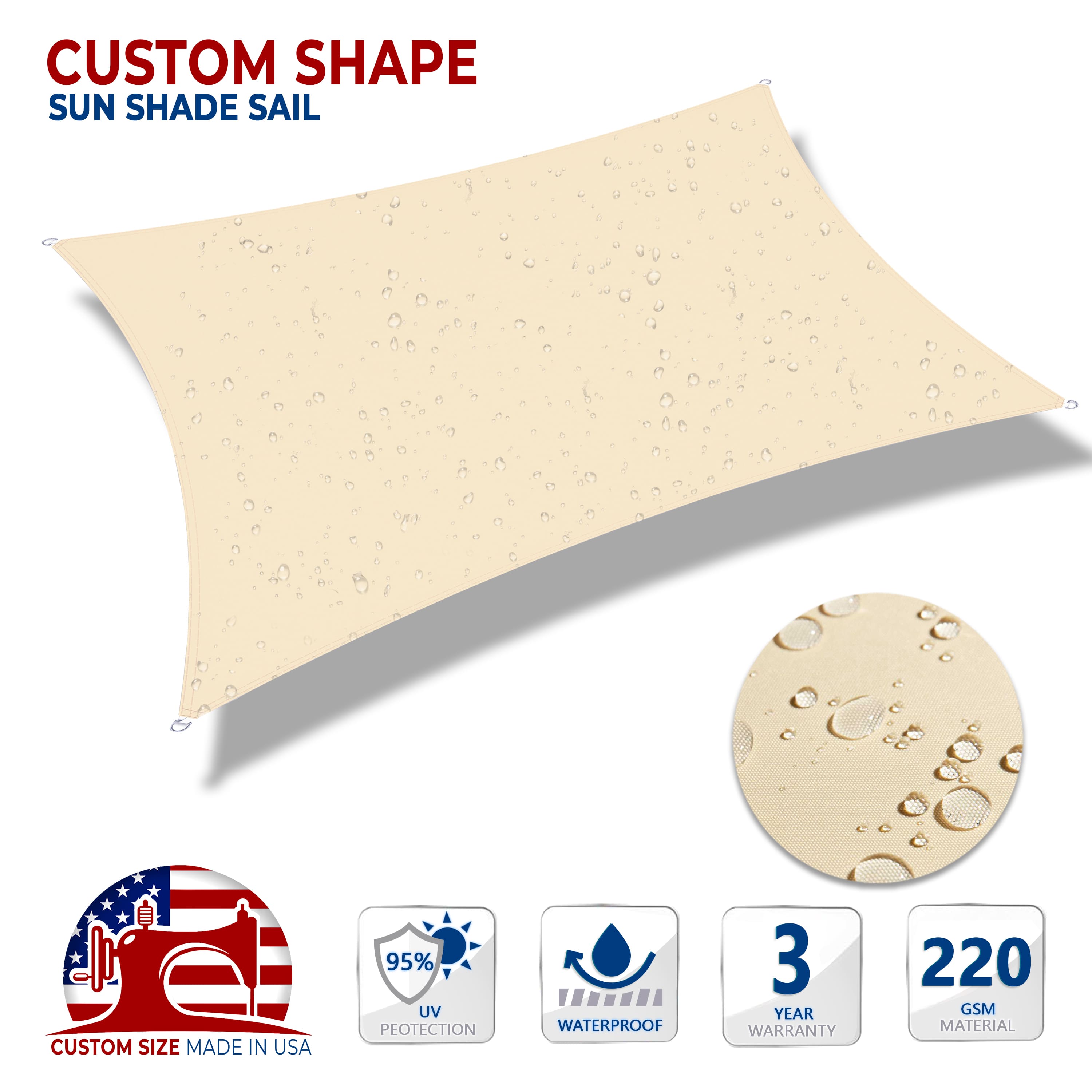 Waterproof Outdoor Sun Shade Sail (Custom Size Made to Order)