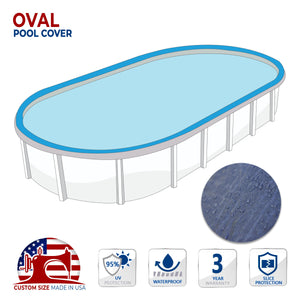 Custom Size Blue Solid Above Ground Pool Cover - Oval