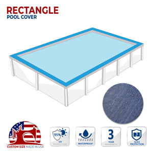 Custom Size Blue Solid Pool Cover - Rectangle