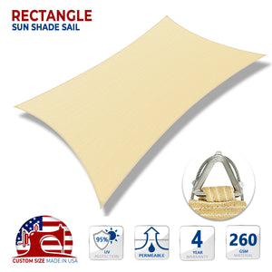 Custom Size Rectangle Sun Shade Sail with Wire Ring -  Pro Ring