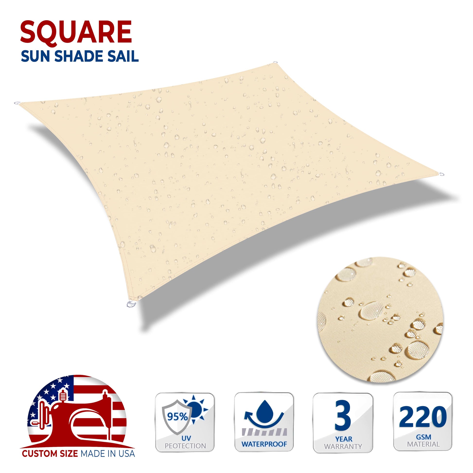 Custom Square Waterproof Sun Shade Sail