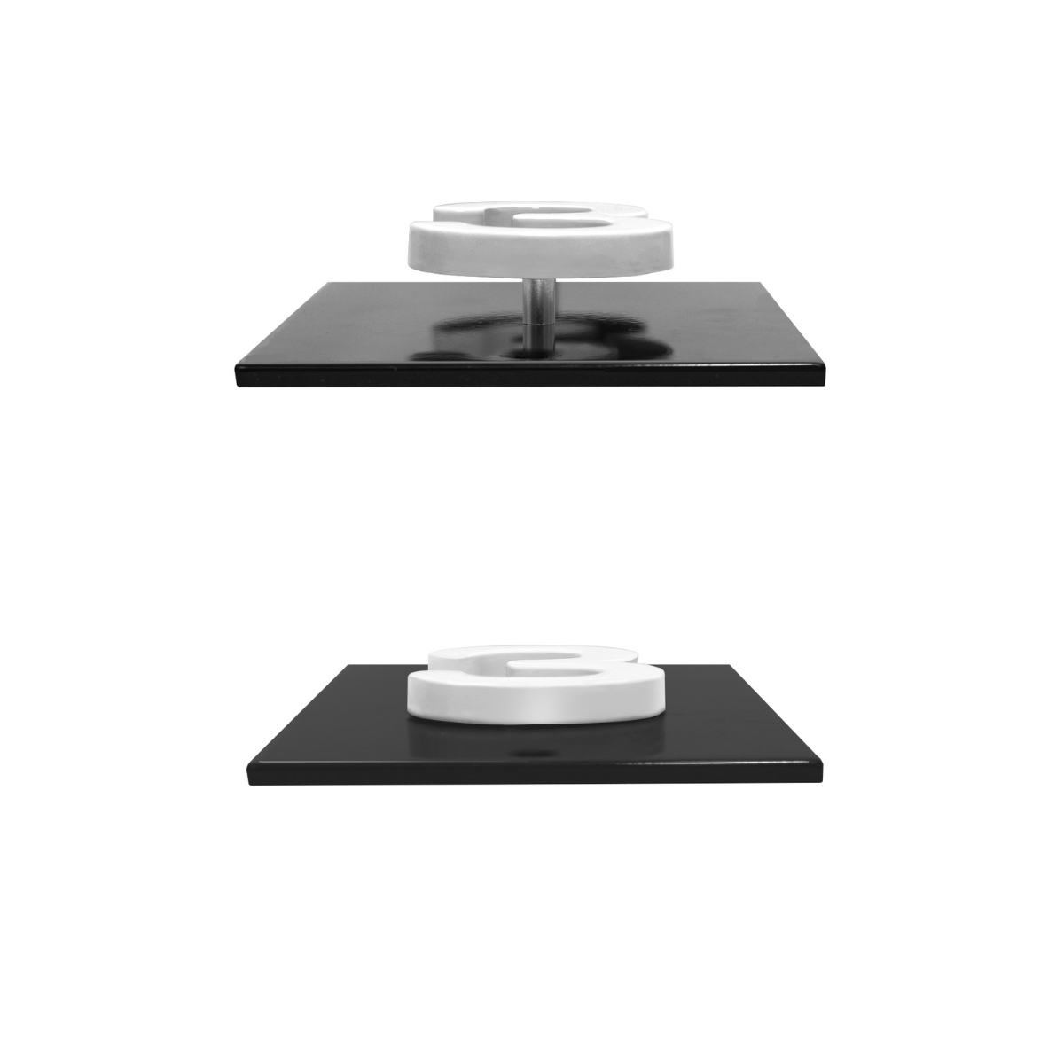 Elevation view of two types of number plaque with 3 numbers