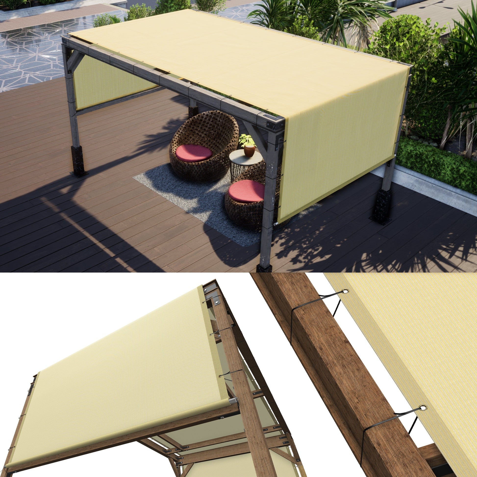 ColourTree Waterproof Pergola Cover Replacement Sun Shade Canopy Commercial Grade 260 GSM Cloth for Outdoor Patio with Weighted Rodsand Hardware TMD