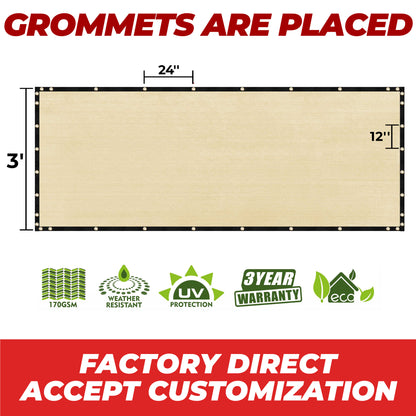 beige grommets are placed factory direct accept customization fence screen 3' height