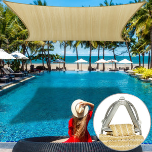 Custom Size Rectangle Sun Shade Sail with Wire Ring -  Pro Ring