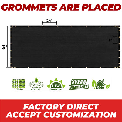 black grommets are placed factory direct accept customization fence screen 3' height