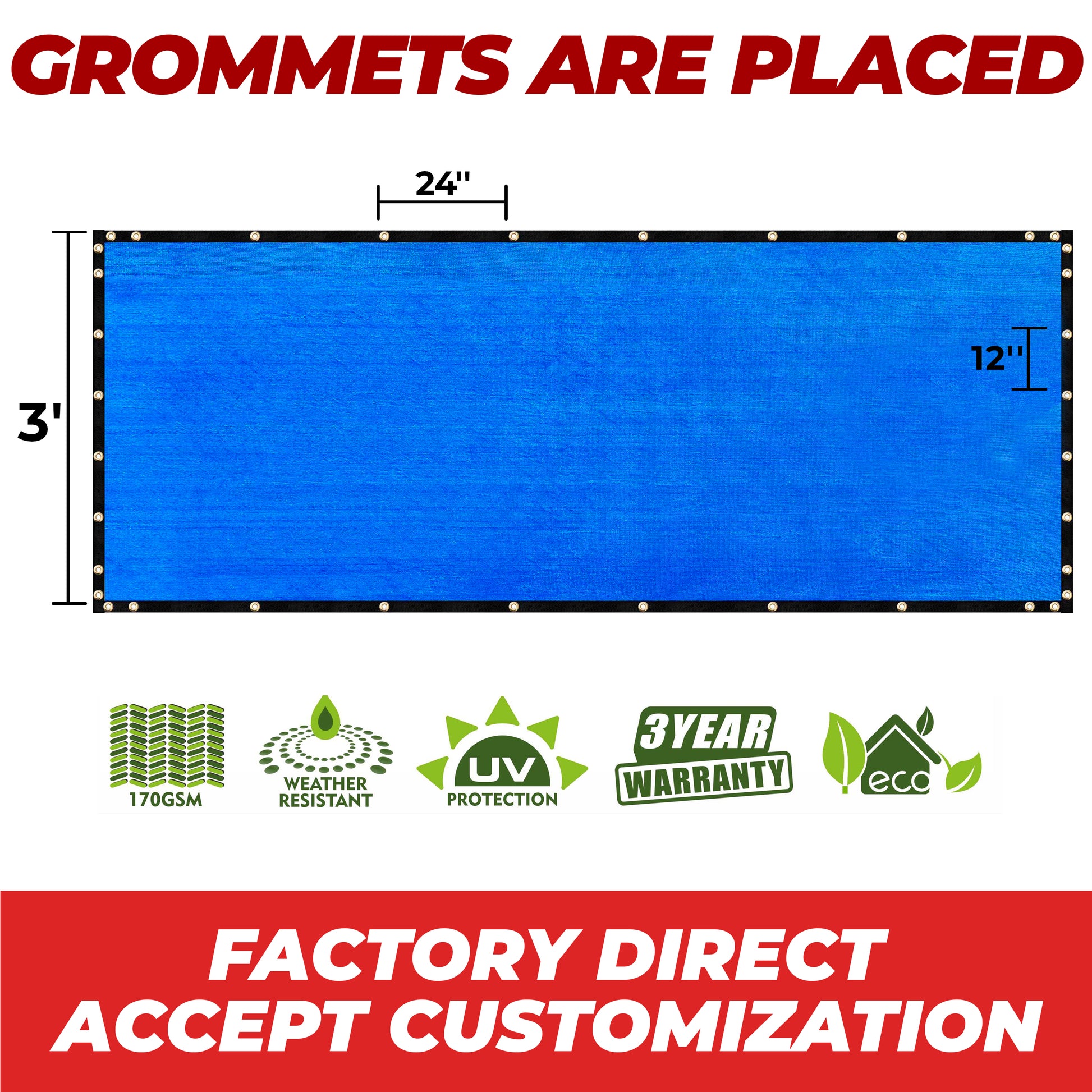 blue grommets are placed factory direct accept customization fence screen 3' height
