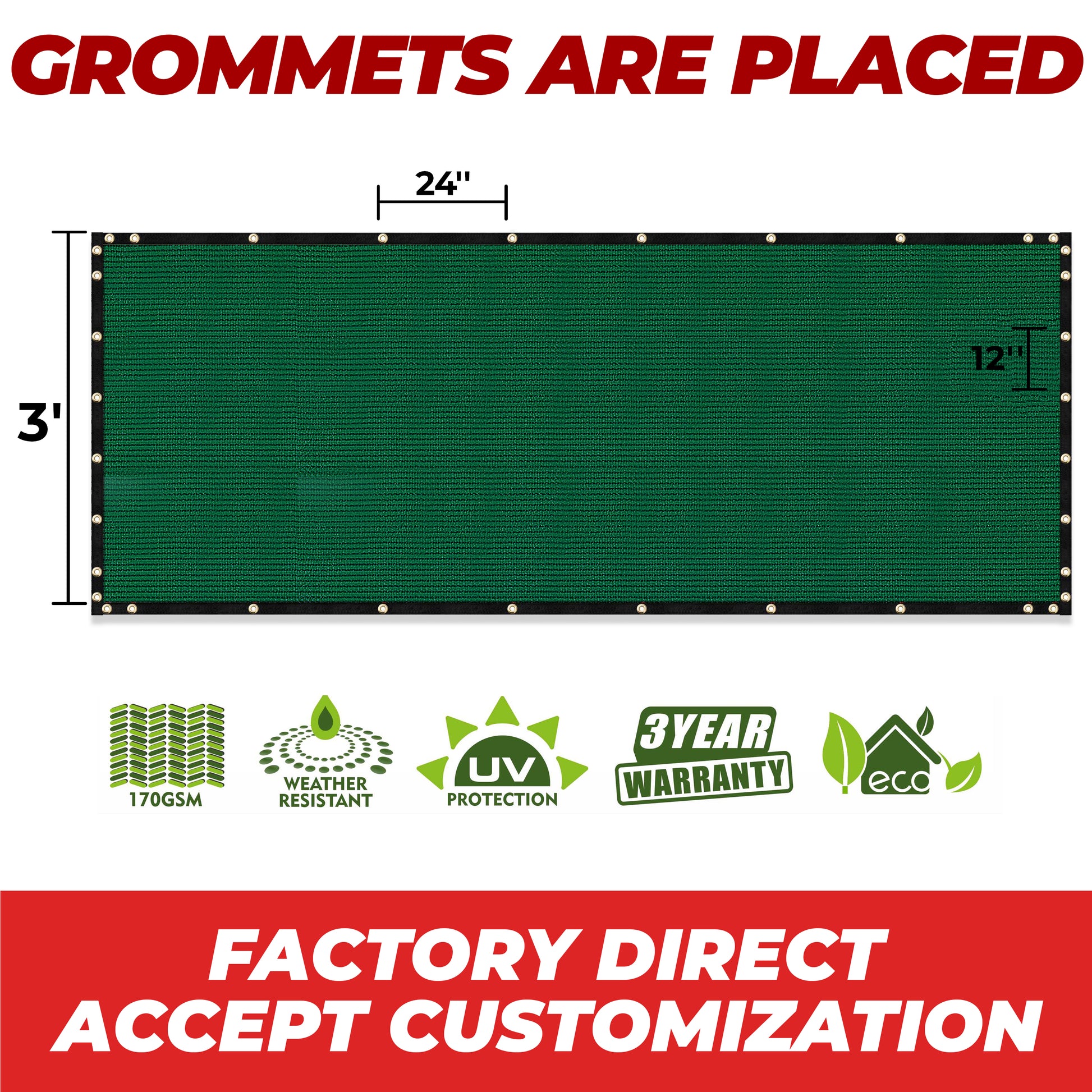 green grommets are placed factory direct accept customization fence screen 3' height