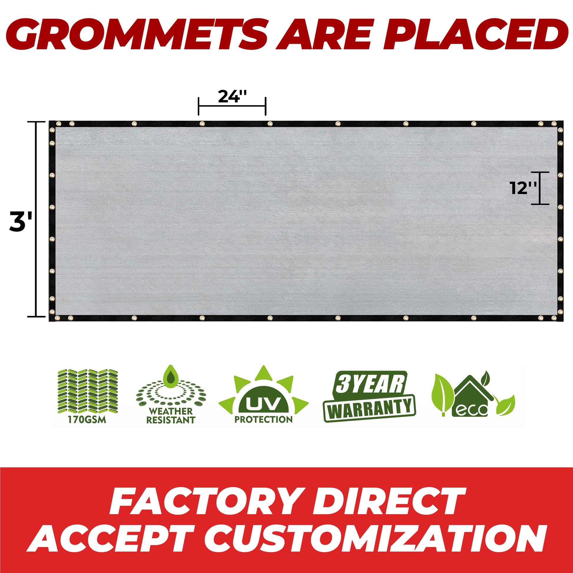 grey grommets are placed factory direct accept customization fence screen 3' height