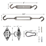 Stainless Steel 6" Sun Shade Sail Hardware Installation Kit - Square/Rectangle